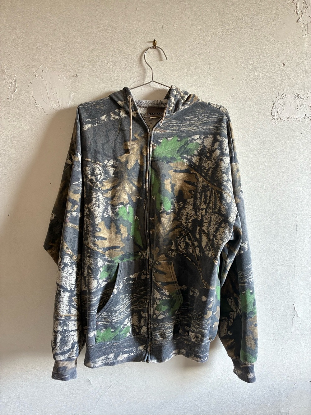Jerzees Men's Camouflage Zip-Up Hoodie in Gray, Green, and Brown